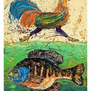 Rooster art, Fish art, modern wall art, Bluegill, Print by Johno Prascak, Pittsburgh art image 4