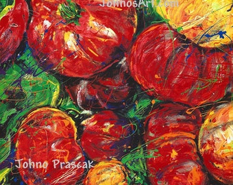 Kitchen wall art, Chef wall art, Garden wall art, Vegetable art, Garden Tomatoes, red tomato ,Print, Pittsburgh artist