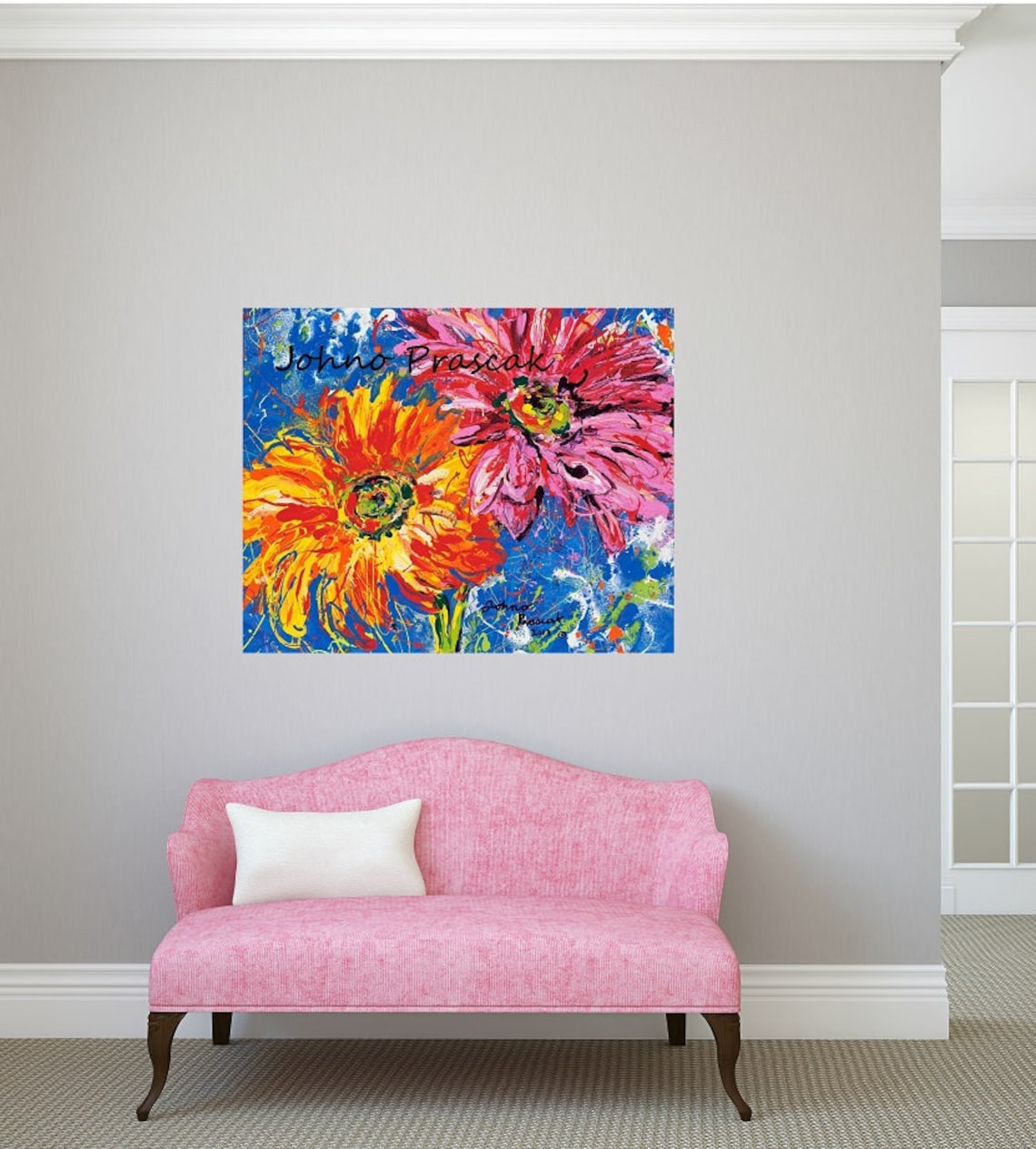 Modern Floral Art Flower Wall Art Floral Art Daisies Wall Etsy