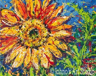 Sunflower Painting, Floral art, 16 x 20 giclee print by Johno Prascak