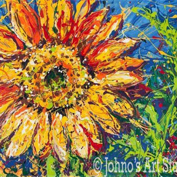Sunflower Painting, Floral art, 16 x 20 giclee print by Johno Prascak