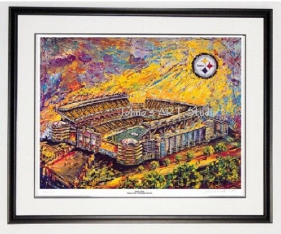 Heinz Field Pittsburgh Steelers Wall Art Man Cave Art Steelers Print Football Stadium Sports Art By Johno Prascak