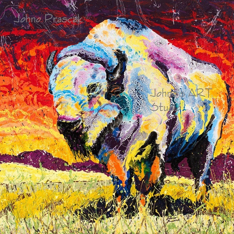 White Buffalo Art, Native American Wall Art, Great Plains Buffalo