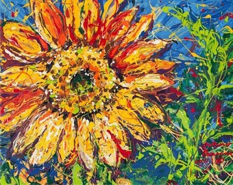 Flower art, Sunflower Painting, print by Johno Prascak