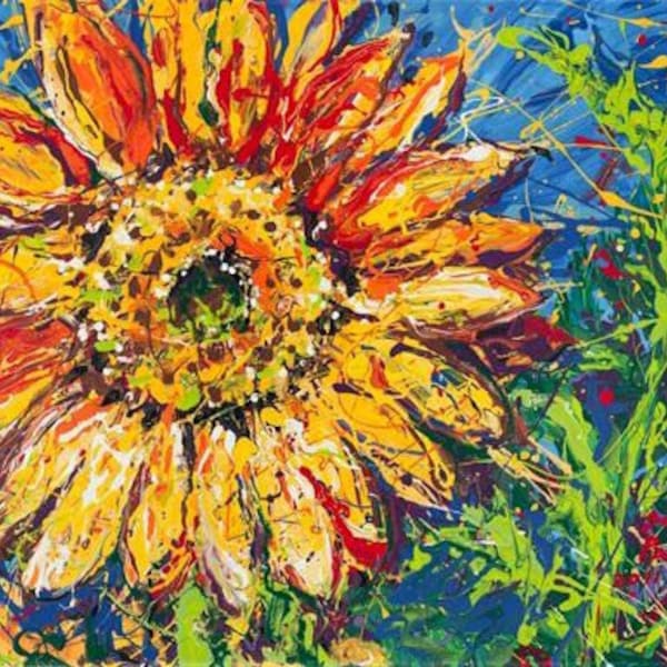 Flower art, Sunflower Painting, print by Johno Prascak