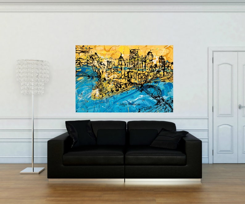 Pittsburgh Skyline Office Art Large Pittsburgh Art Modern Etsy
