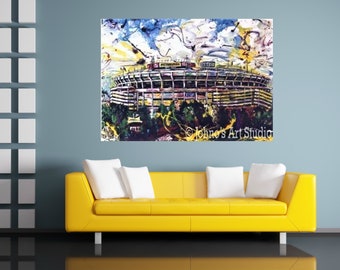 Three Rivers Stadium, Pittsburgh sports art, Stadium art, man cave wall art, gift for Dad, Johno Prascak, Johnos Art Studio