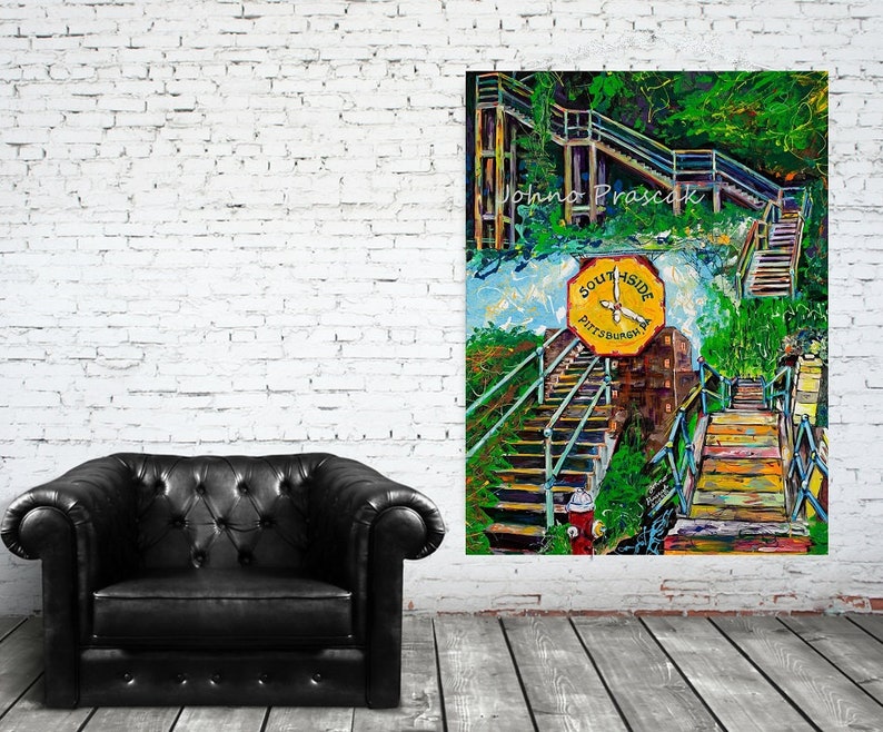 City Steps, South Side Pittsburgh, Pittsburgh Wall Art, Pittsburgh Art
