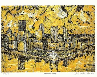 Black n Gold art, Art Sale, Pittsburgh Art, Bicycle art, Office wall art, BOGO , FREE art, Wall art,  by Johno Prascak