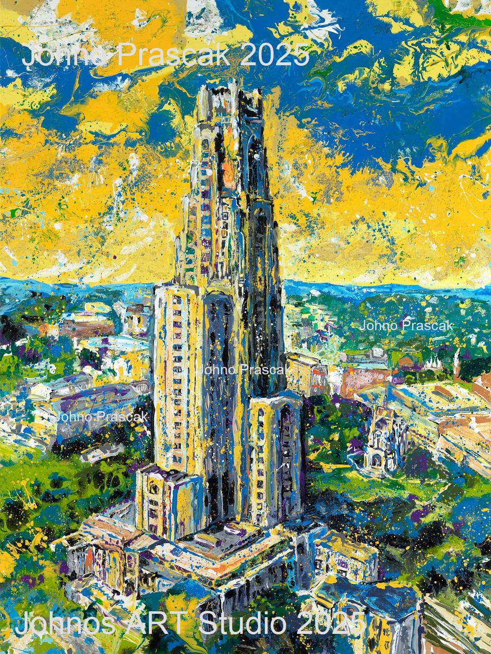 Cathedral of Learning Art, Cathy wall art, University of Pittsburgh, Cathedral of learning wall art, Johno Prascak, Johnos Art Studio