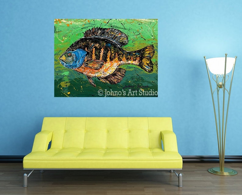 Fish Art, Fish Print, Blue Gill Art, Man Cave Art, Fish Wall Art
