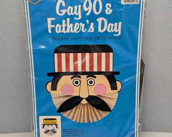 Vintage Beistle 1984 NEW old stock Gay 90s & Father's Day Reversible 12 inch hanging art tissue decoration