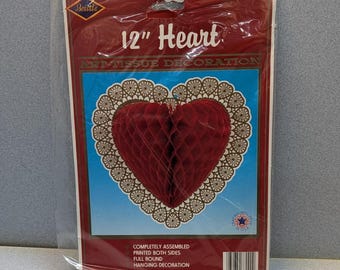 Vintage Beistle 1989 NEW old stock Valentine's Day 12-inch art-tissue Heart