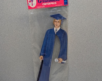 Vintage Beistle 1970s NEW old stock Graduation 13" Male Graduate Art Tissue Decoration Centerpiece