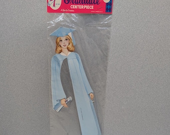 Vintage Beistle 1970s NEW old stock Graduation 13" Female Graduate Art Tissue Decoration Centerpiece