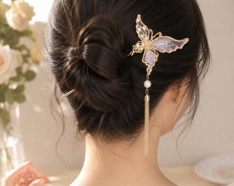 Haarspeld vlinder, bruids haaraccessoire, boho fairycore haarsieraden, bruiloft prom haarsieraden, bruids haarsieraden, cadeau voor haar