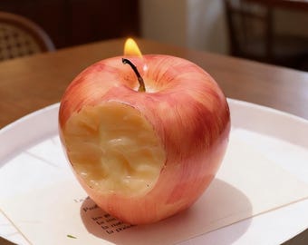 Realistische Apfelkerze, Obstduftkerze, duftende Aromatherapiekerze, künstliches Obstdekor, handgemachte Wohnkultur, Obstkerzengeschenk, Geschenk für sie