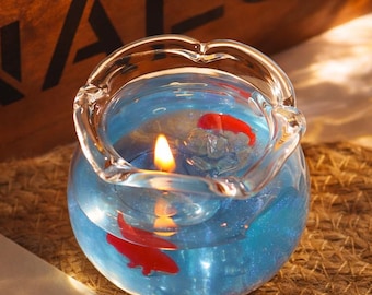 Handgjort akvarieljus, guldfiskhavsljus, doftljus för akvarier, handgjord havsaromaterapipresent, miniljusdekor, present till henne