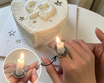 Candle Ring Holder, Mini Finger Candle Ring, Romantic Dinner Candle, Aesthetic Gift for Her, Unique Jewelry Candle, Birthday Surprise Decor