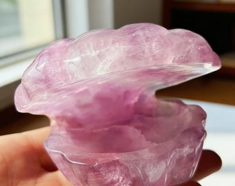 Natural Crystal Shell Jewelry Box, Rose Quartz Jewelry Box, Hand Carved Ring Box, Engagement Proposal Ring Holder, Valentine Gift For Her