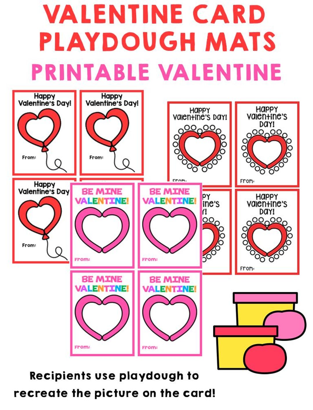 Valentine Card Playdough Mats... Instant Download Printable - Etsy