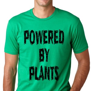 Powered by Plants Funny Vegetarian t shirt Veggan Tee Veggie lovers Gift