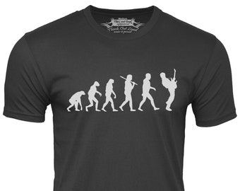 Guitar Player Evolution Camiseta Músico camisetas guitarrista camisas Regalos para hombres Camisetas de guitarra Camisas de música Camisa de bajo guitarra Guitarra eléctrica