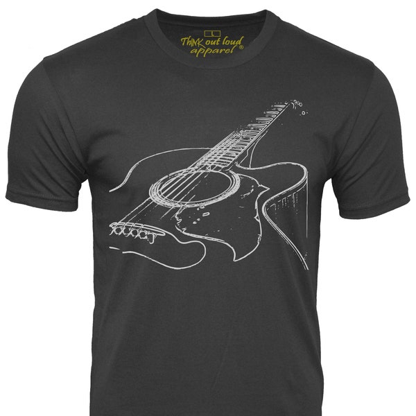 Acoustic Guitar T-Shirt Musician Tee Think Out Loud Apparel, guitar player shirt gift for men cool band shirt music lover Artist Dad Gift