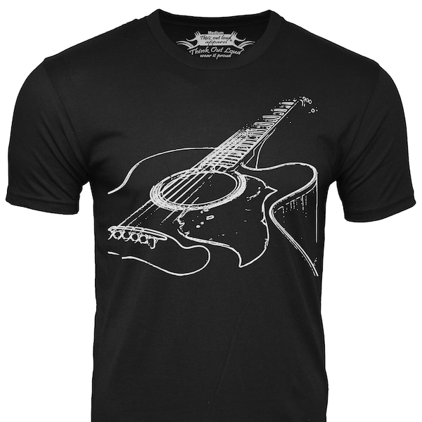 Acoustic Guitar T-Shirt Musician Tee Think Out Loud Apparel guitar player Music Teacher Gift for Men Cool Band Shirt Music Lover Tshirt