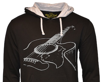 Acoustic Guitar French Terry Hoodie Cool guitar Musician Hooded Sweatshirt guitar player music musician gift for men woman husband artistic