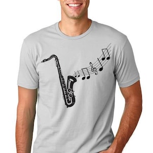 Sax Tshirt cool saxophone Musician T-shirt screenprinted