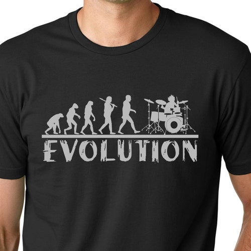 T-shirt Batteur Évolution - Design Rétro Drumming Rock, 100% Coton, Cadeau Pour Musicien