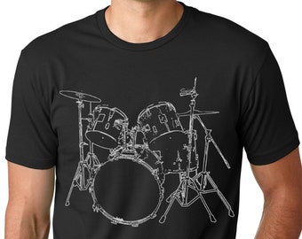 Drums T shirt cool Musician T-shirt screenprinted DRUMER Tee