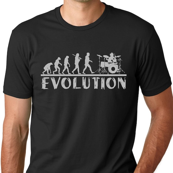 Camiseta Drummer Evolution - Camiseta con humor musical, regalo para bateristas