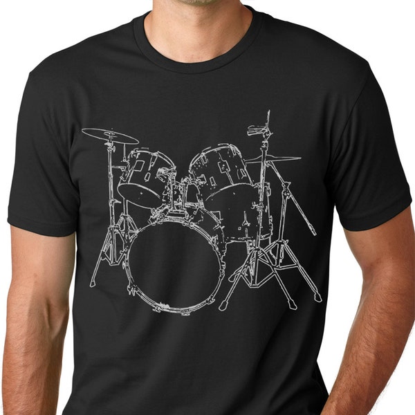 Think Out Loud Apparel Drums T-Shirt Artistic Design Drummer Tee Cool Musician Line Drawing Design Music Lover Gift Band Player Shirt