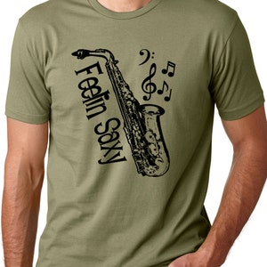 Feelin Saxy guys T-shirt Saxophone Tee Musician shirts Sax player shirts cool sax shirts Funny sax shirts musician gifts saxophone gifts image 2