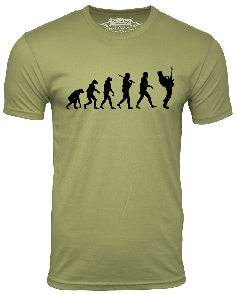 Guitar Player Evolution T shirt Musician t shirts guitarist shirts Gifts for men Guitar tees Music shirts Bass guitar shirt Electric guitar Olive