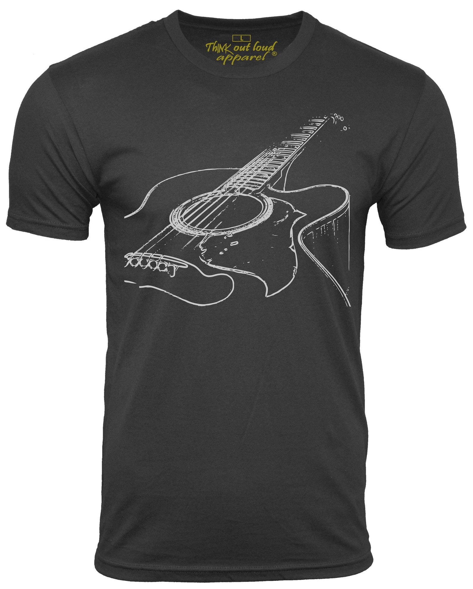 Acoustic Guitar T-shirt Musician Tee Think Out Loud Apparel - Etsy