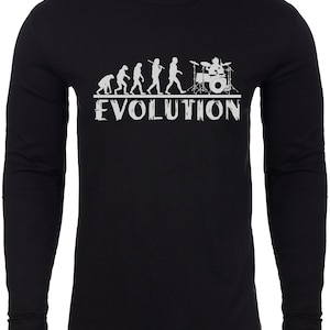 Drummer Evolution T-shirt Music Humor Drums Funny Tee Dummers gifts for Drummers Musicians gifts Drummer shirts Gifts for him Gifts for dad Black Long Sleeve