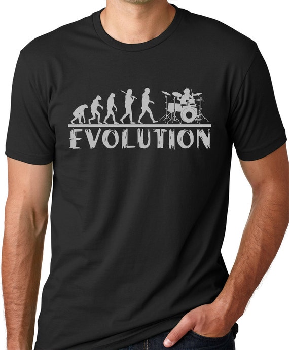 DRUMMER EVOLUTION Funny Rock Band T-shirt Music Humor Crew Sweatshirt 