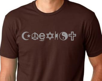 Coexist    T shirt screenprinted peace , Humanism Tee
