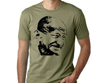 Gandhi peace activist guys T-shirt screenprinted Tee