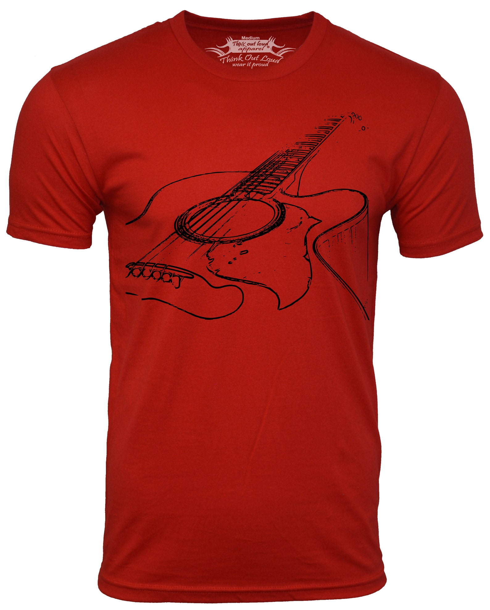 Acoustic Guitar T-Shirt Musician Tee Think Out Loud Apparel | Etsy