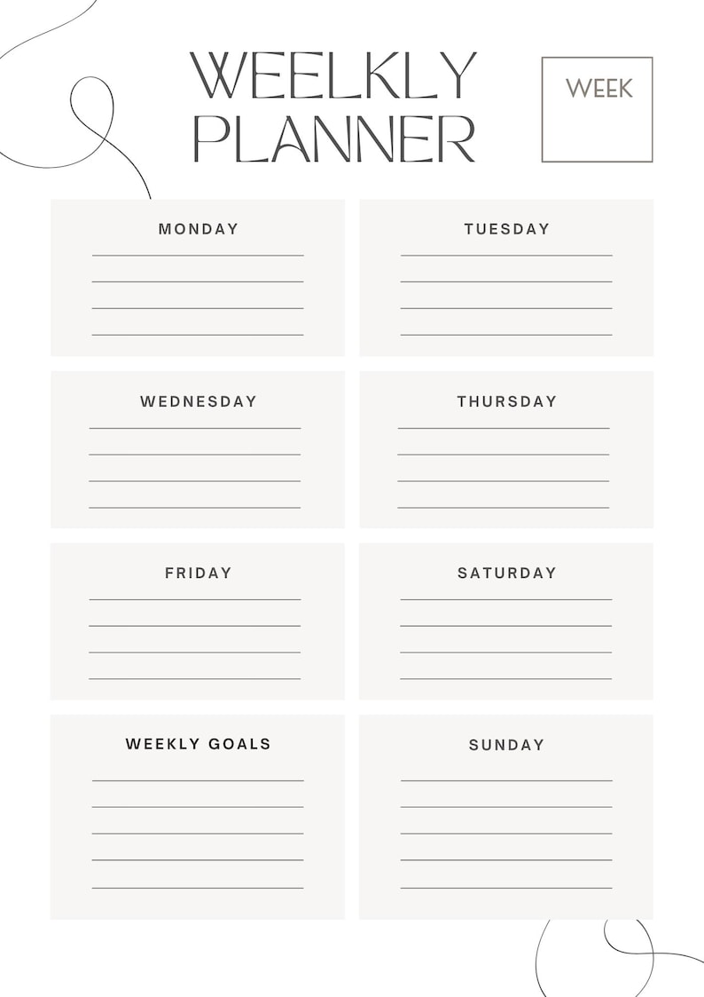 Minimalist Weekly Planner Printable, Undated A4 PDF (digital Download ...