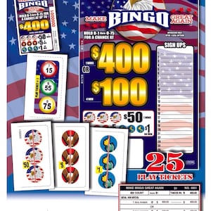 Bingo Pull Tab Tickets For Amusement Only