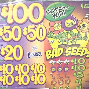 Bad seeds pull tabs  tickets  For Amusement Use Only