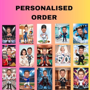 Custom Order Caricatures Single Or Group Picture Custom Background  Designs Transform, personalized Cartoon illustration, gift for him, her