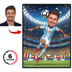 Personalized Soccer Player Cartoon Portrait, Custom Soccer Player Caricature Drawing from Photo, Funny Soccer Player Caricature Gift for Him