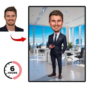 Personalized Boss Caricature Gift: Custom Office Portrait (Digital Gift)