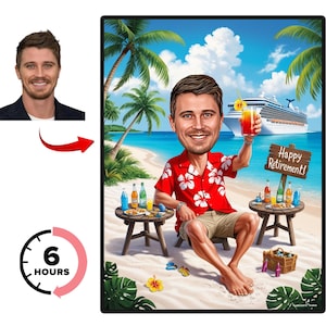 Retrato de caricatura de jubilación personalizado, caricatura de jubilación, regalo de jubilación, caricatura de jubilación, regalo de jubilación, caricatura de feliz jubilación
